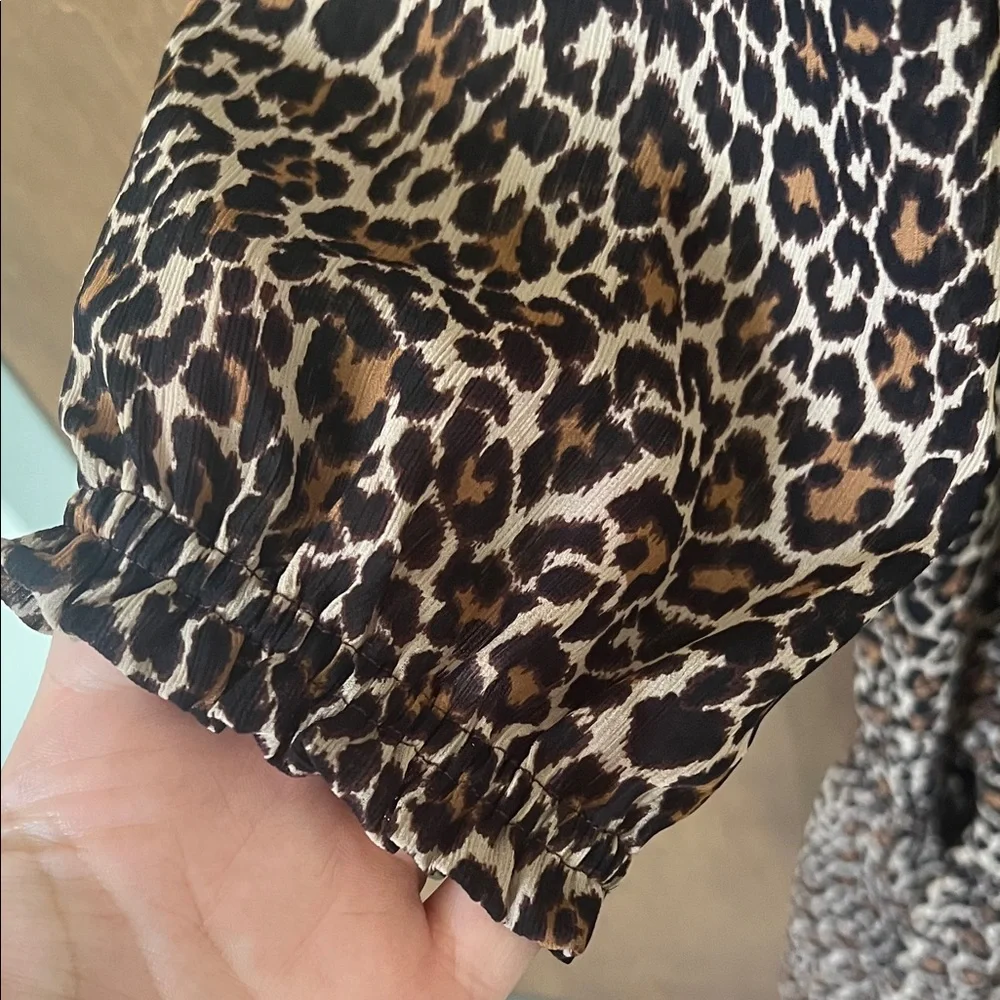 🐆 J.Crew Leopard Print Tiered Dress – Size Small 🖤 - Picture 9 of 11